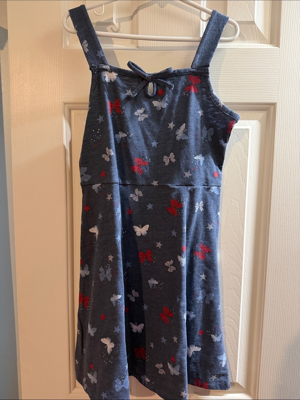 SO Navy Butterfly Print Sundress with Red & White Accents